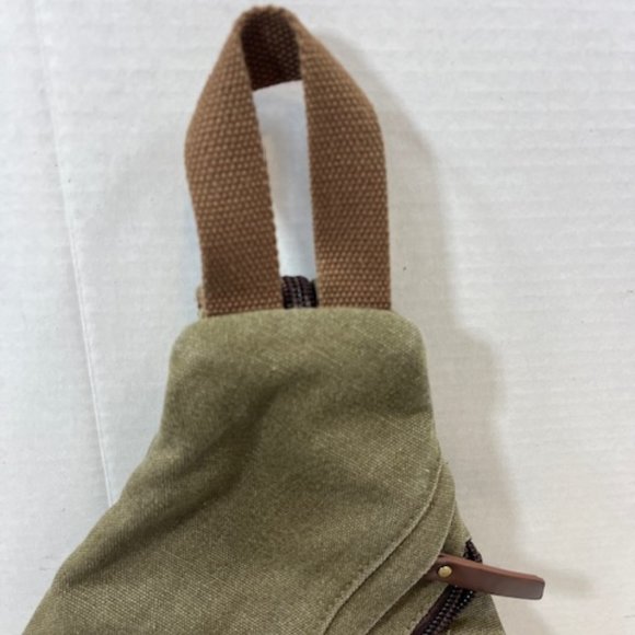 Olive Green Canvas Cotton Sling Bag Backpack Casual Daypack Rucksack Chest Bag main image 7